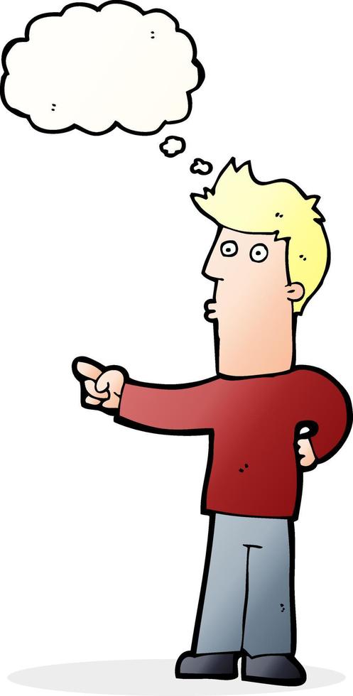 cartoon man pointing with thought bubble vector