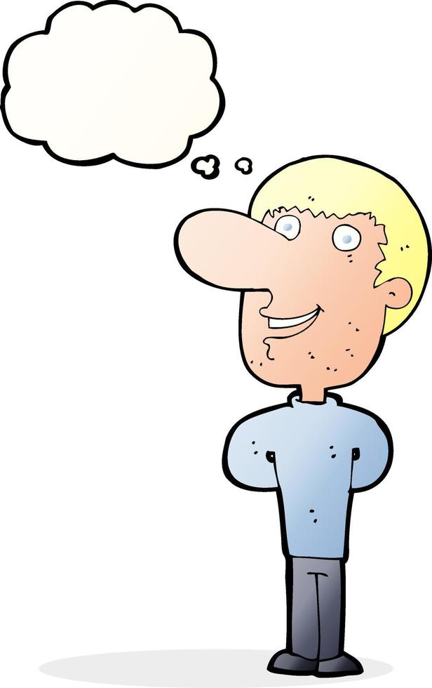 cartoon happy man with thought bubble vector