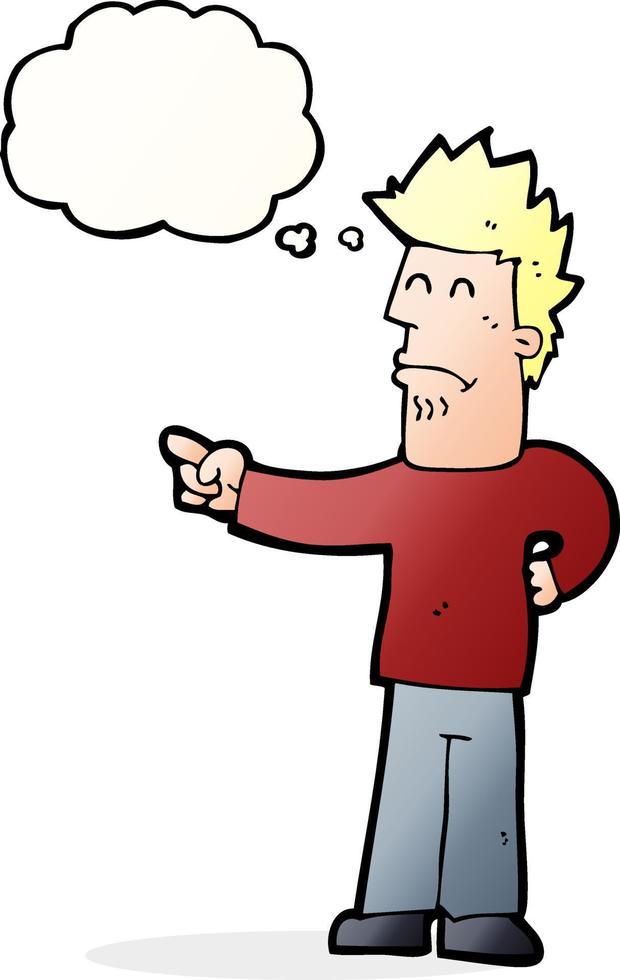 cartoon man pointing with thought bubble vector