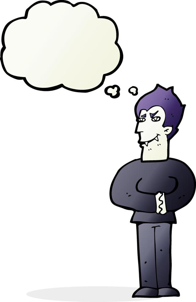 cartoon vampire with thought bubble vector