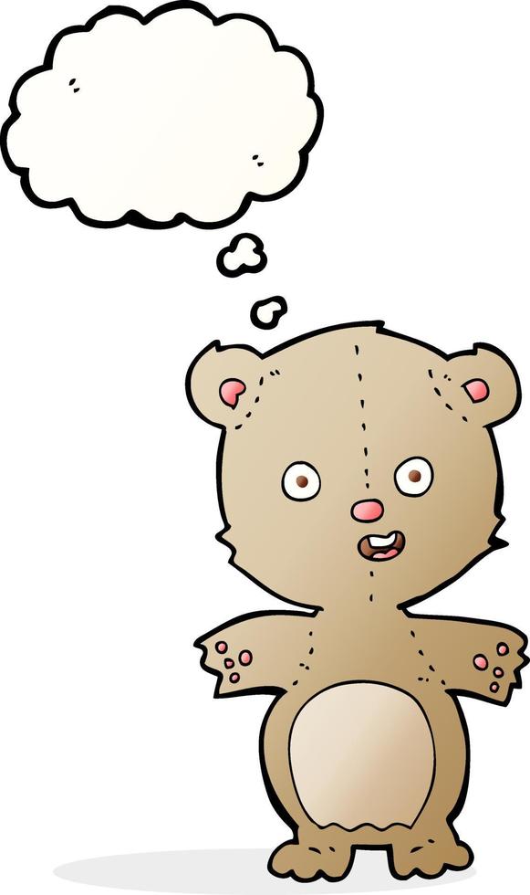 cartoon teddy bear with thought bubble vector