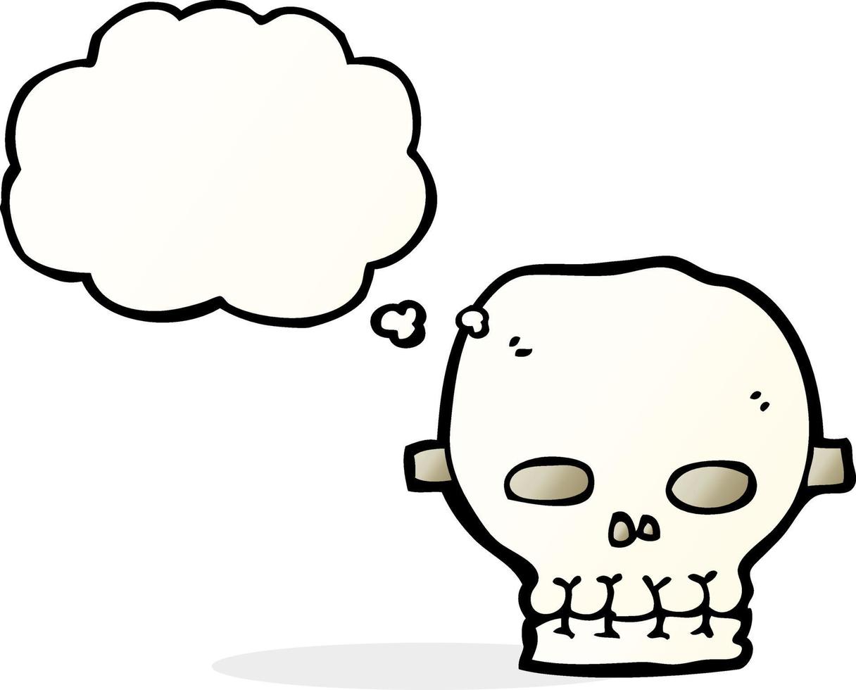 cartoon spooky skull mask with thought bubble vector