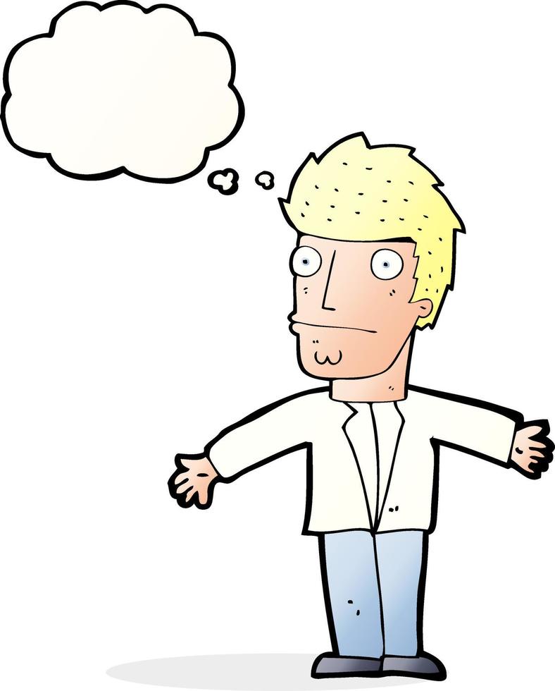 cartoon confused man with thought bubble vector