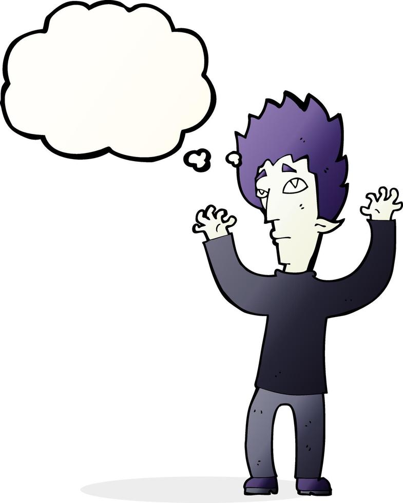 cartoon vampire giving up with thought bubble vector
