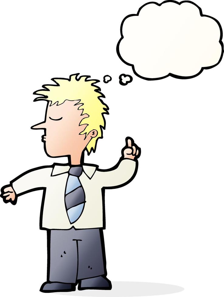 cartoon man making his point with thought bubble vector