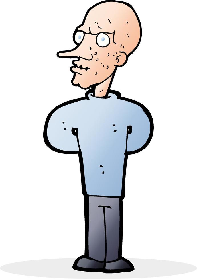 cartoon evil bald man with thought bubble vector