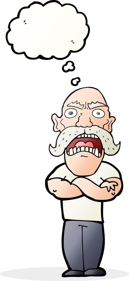 cartoon angry man with thought bubble vector