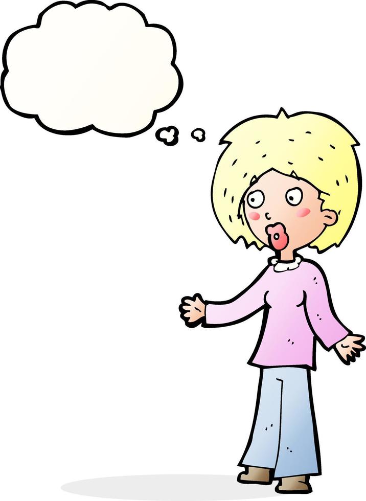 cartoon surprised woman with thought bubble vector