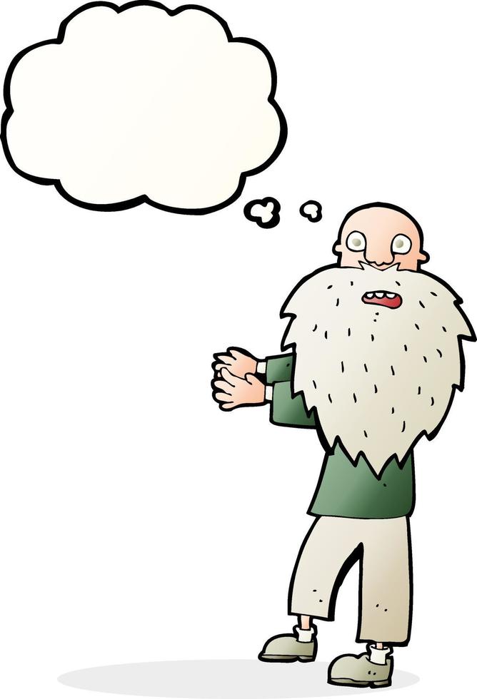 cartoon bearded old man with thought bubble vector