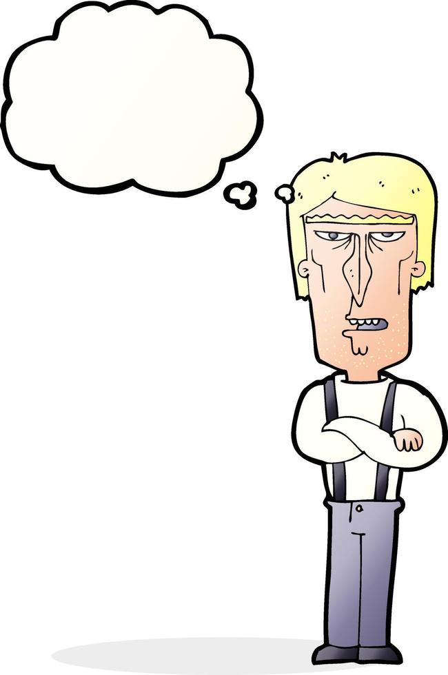 cartoon angry man with thought bubble vector