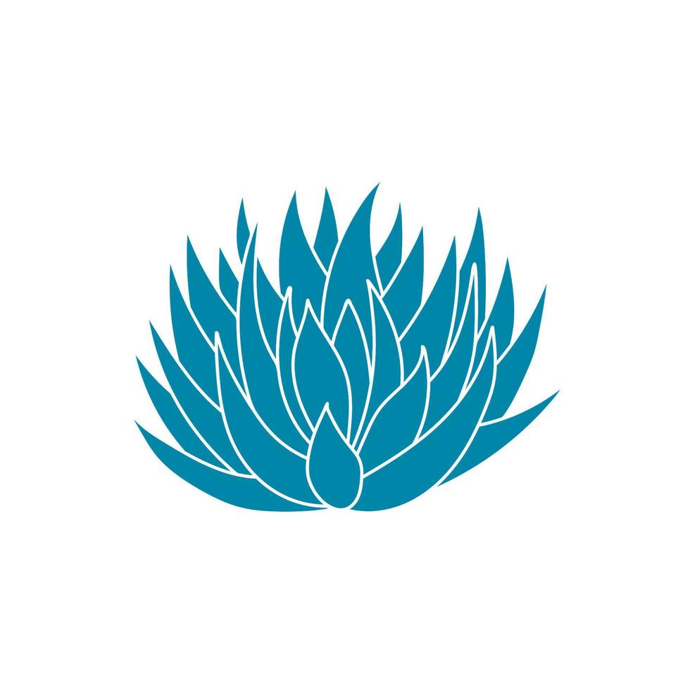 Agave blue plant in flat style. Vector illustration isolated on white