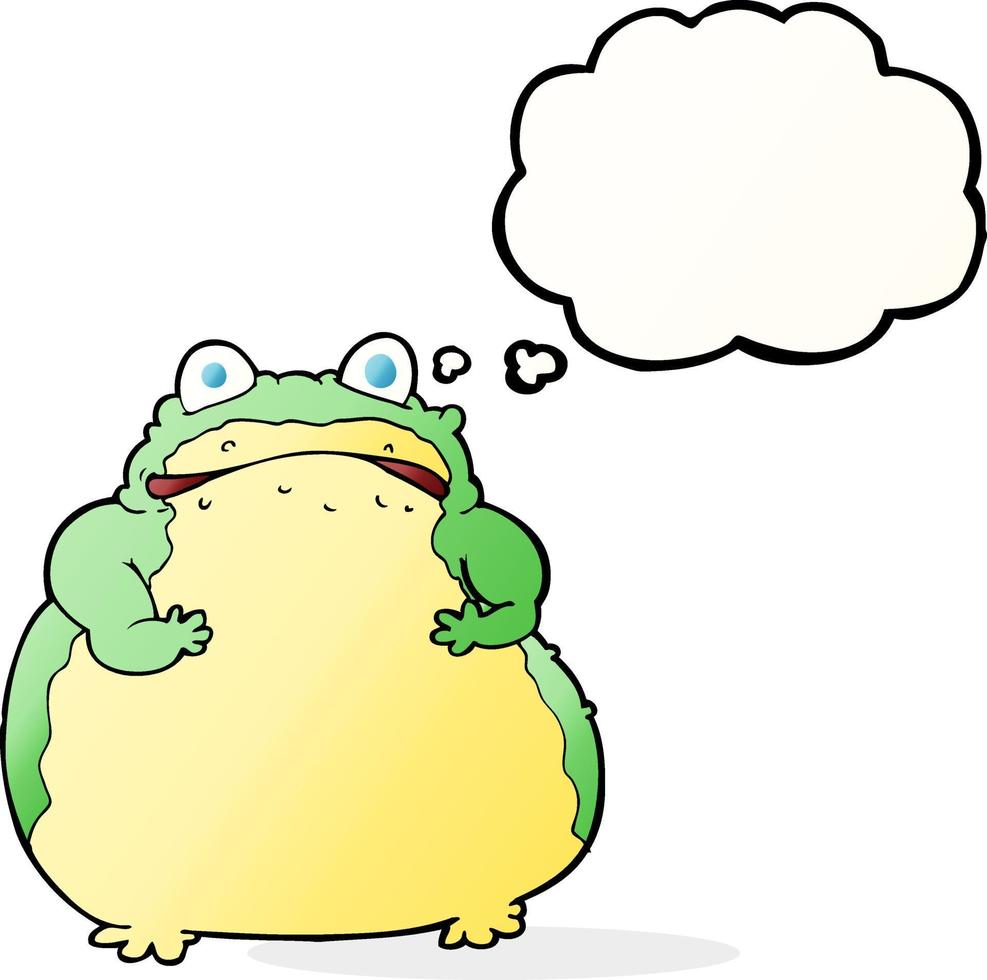 cartoon fat toad with thought bubble vector