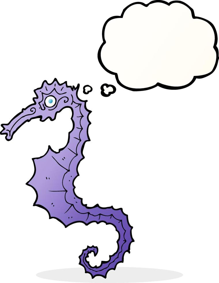 cartoon sea horse with thought bubble vector