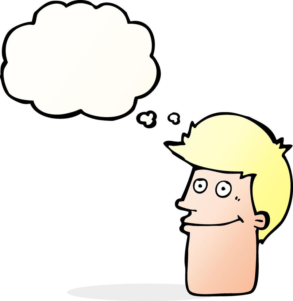 cartoon smiling man with thought bubble vector