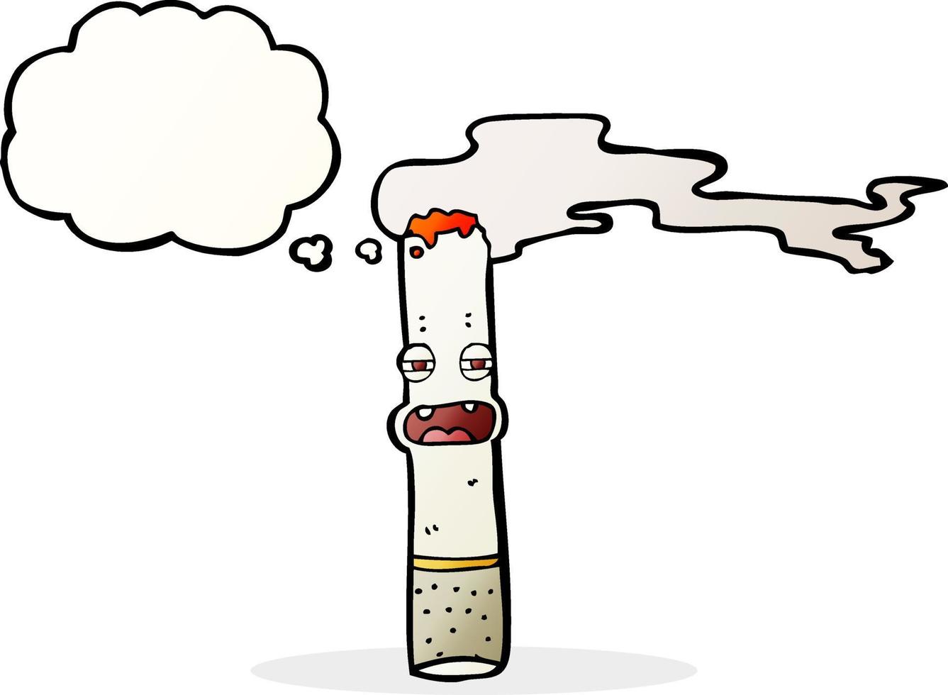 cartoon cigarette character with thought bubble vector
