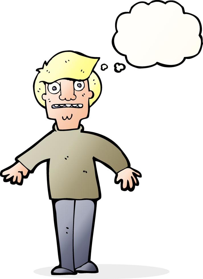 cartoon shocked man with thought bubble vector