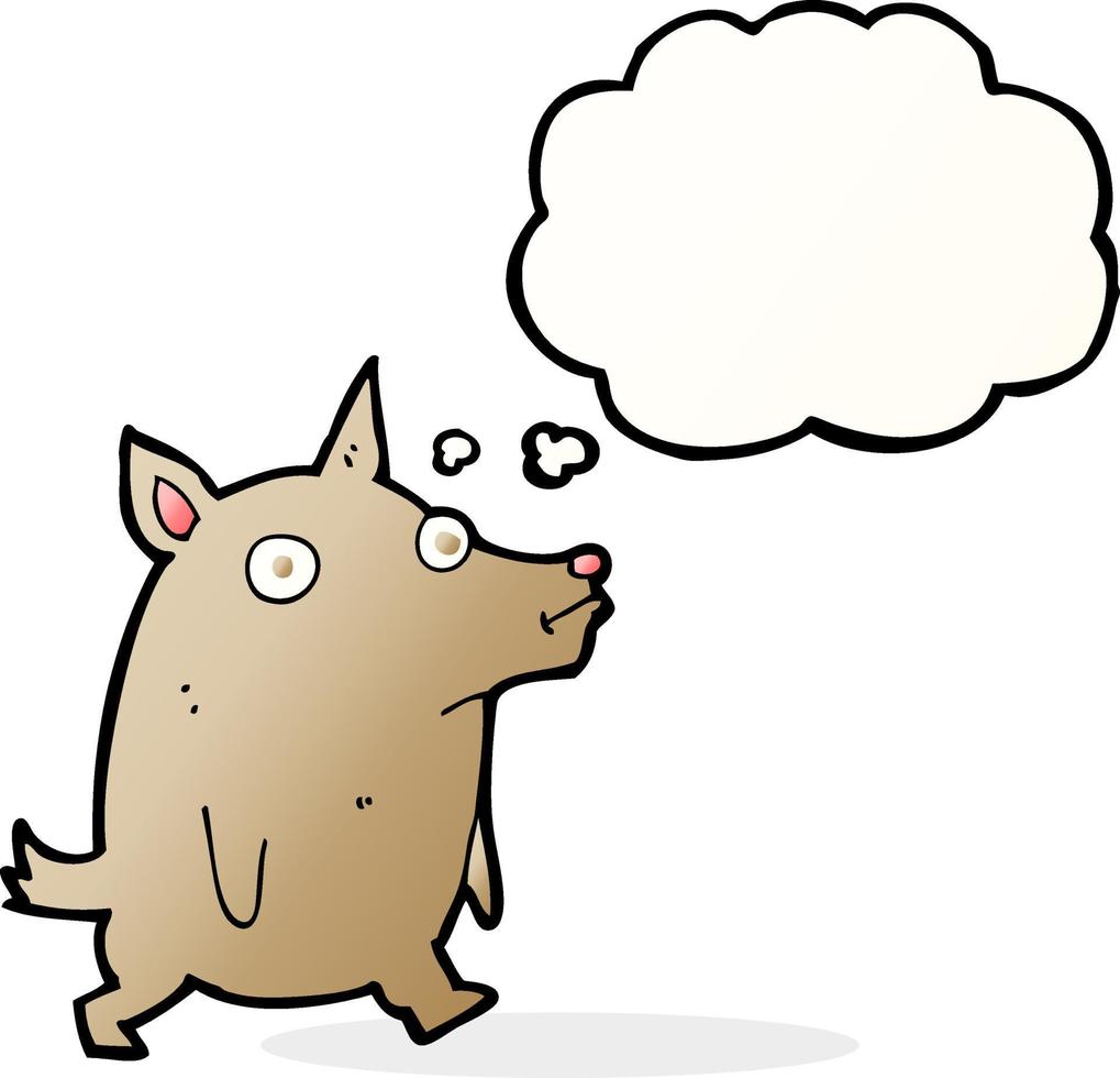 cartoon funny little dog with thought bubble vector