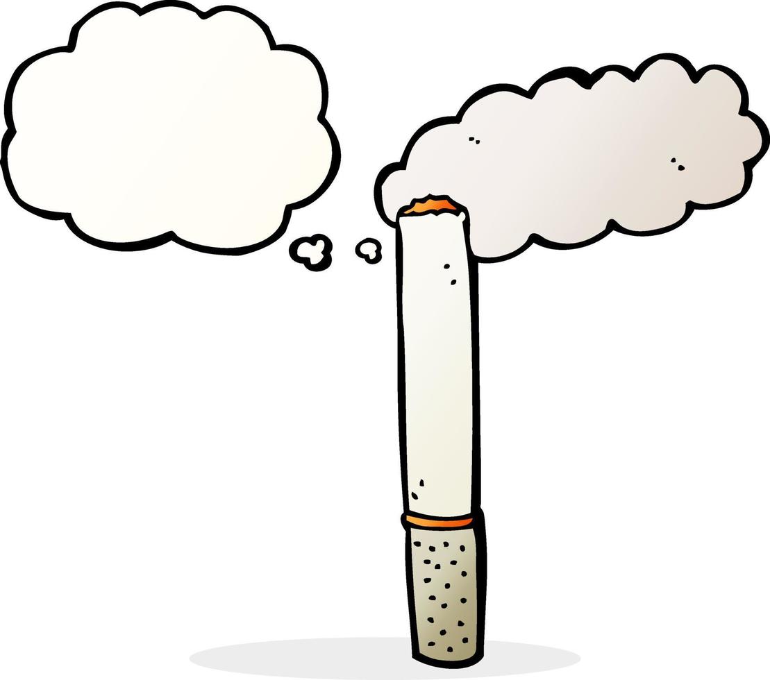 cartoon cigarette with thought bubble vector