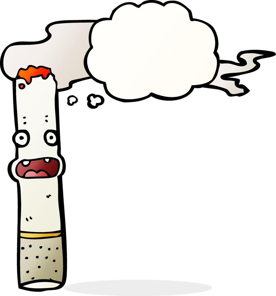 cartoon cigarette with thought bubble vector