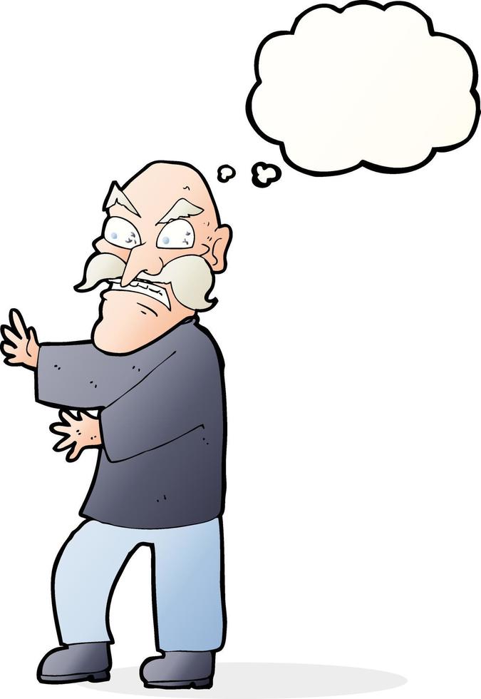 cartoon angry old man with thought bubble vector