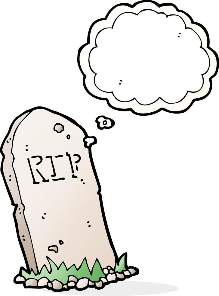 cartoon spooky grave with thought bubble vector