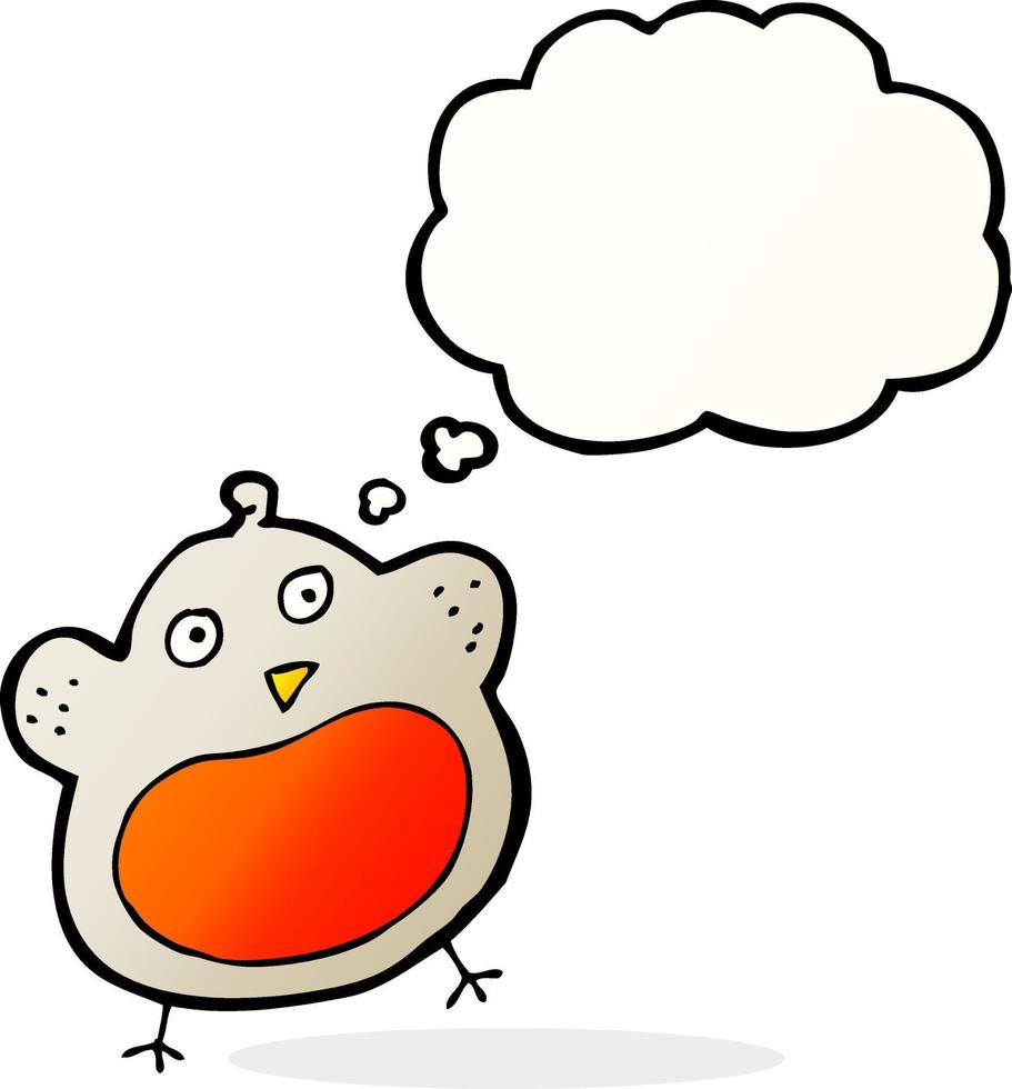 funny cartoon christmas robin with thought bubble vector