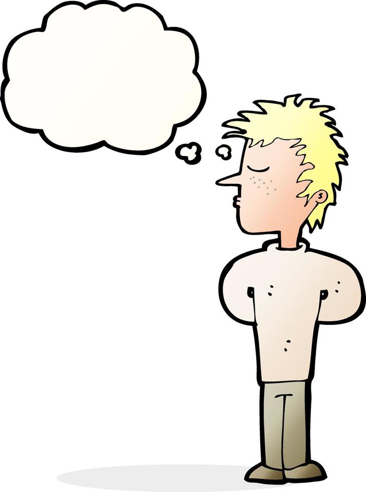 cartoon man ignoring with thought bubble vector