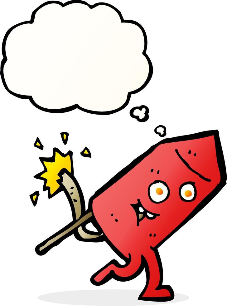 cartoon funny firework character with thought bubble vector