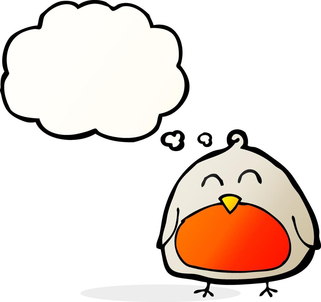 funny cartoon christmas robin with thought bubble vector