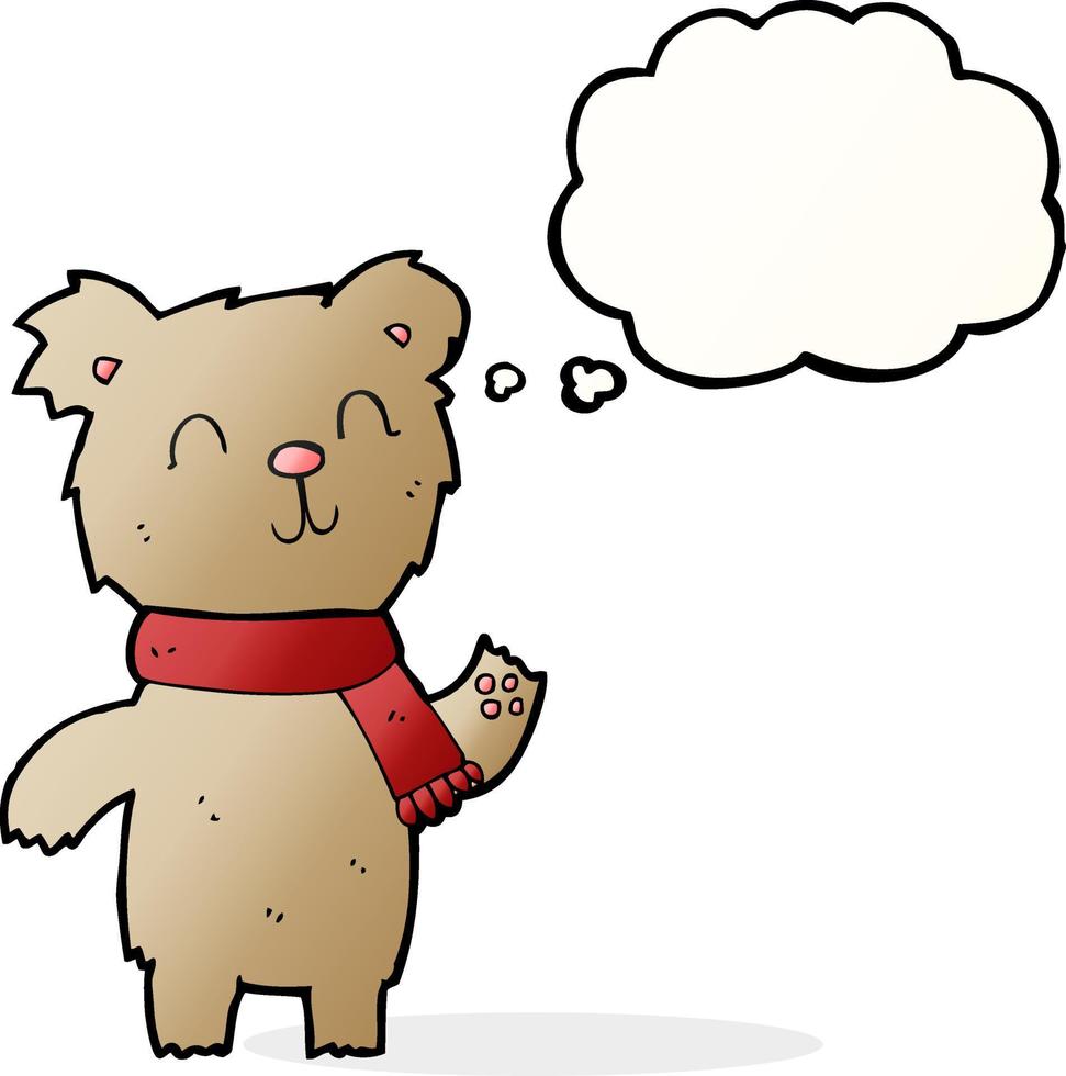 cartoon cute teddy bear with thought bubble vector