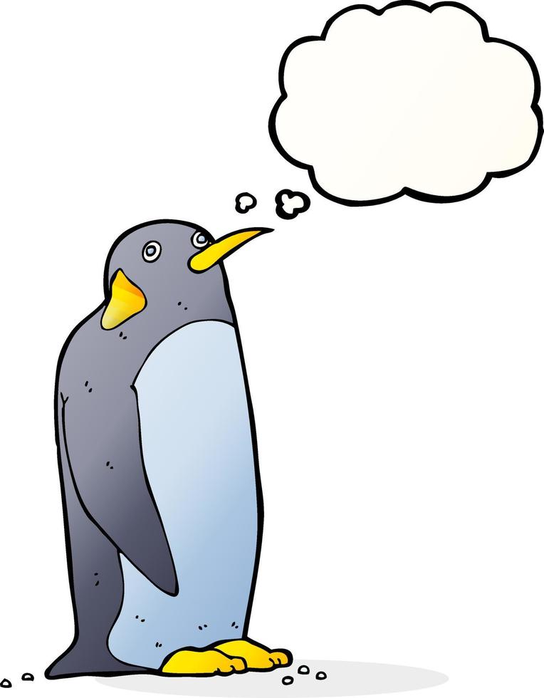 cartoon penguin with thought bubble vector