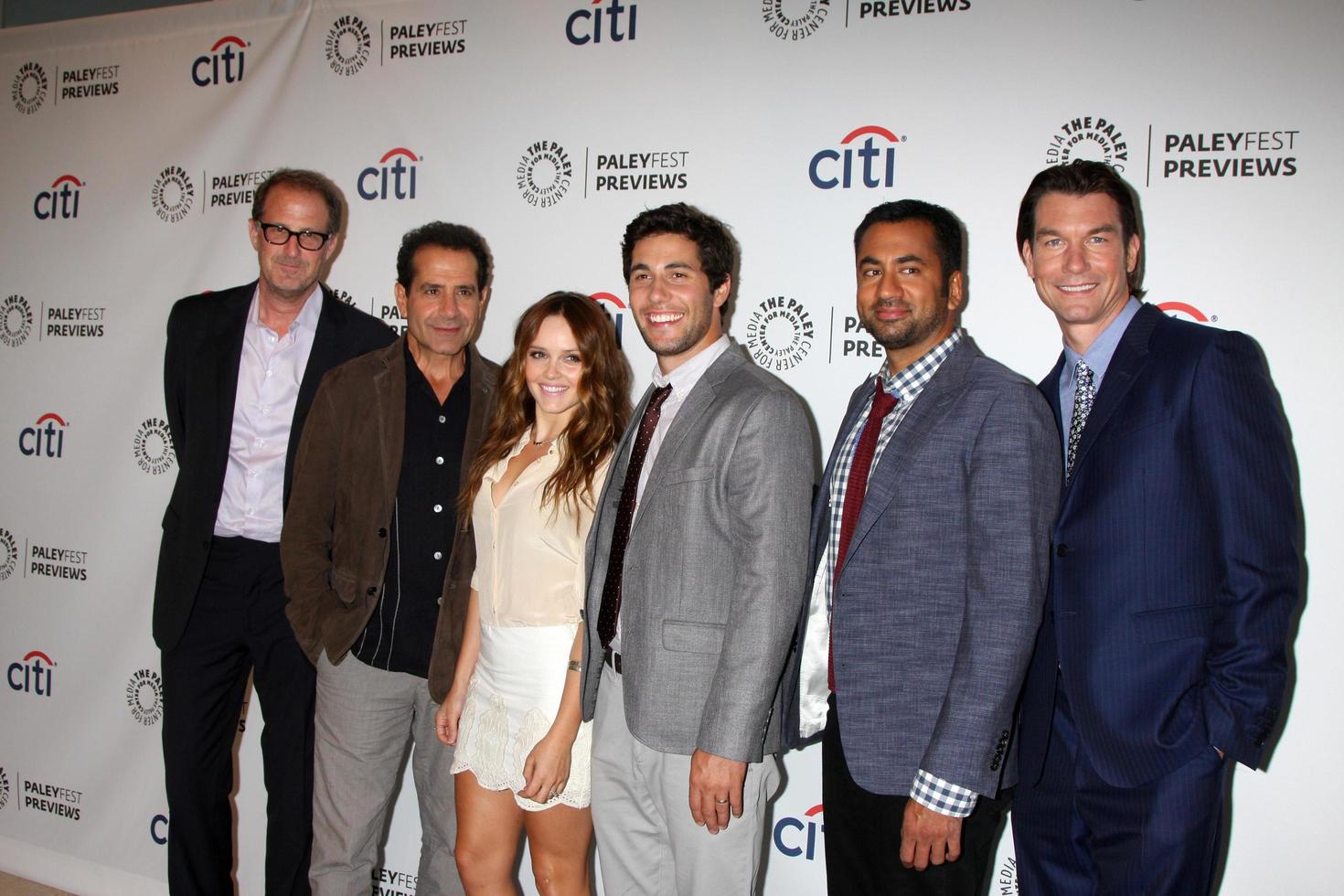 LOS ANGELES, SEP 6 - Rob Greenberg, Tony Shalhoub, Rebecca Breeds, Chris Smith, Kal Pen, Jerry O Connell at the PaleyFest Previews - Fall TV CBS, We Are Men at Paley Center for Media on September 6, 2013 in Beverly Hills, CA photo