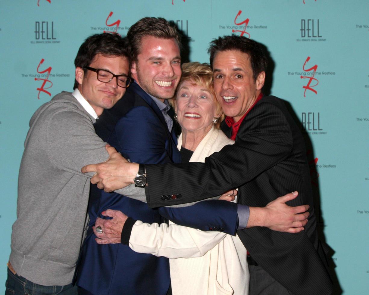 LOS ANGELES, MAR 18 - Greg Rikaart, Billy Miller, Jeanne Cooper, Christian LeBlanc arriving at The Young and the Restless 38th Anniversary Party Hosted by The Bell Family at Avalon Hotel on March 18, 2011 in Beverly HIlls, CA photo