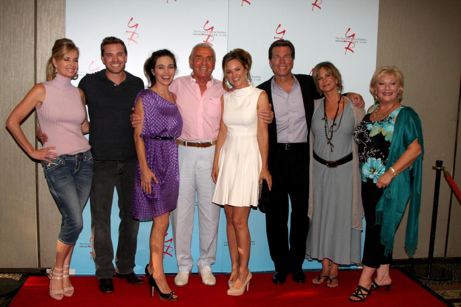 LOS ANGELES, AUG 26 - Eileen Davidson, Billy Miller, Amelia Heinle, Jerry Douglas,Sharon Case, Peter Bergman, Jess Walton, Beth Maitland attending the Young and Restless Fan Dinner 2011 at the Universal Sheraton Hotel on August 26, 2011 in Los Angeles, CA photo