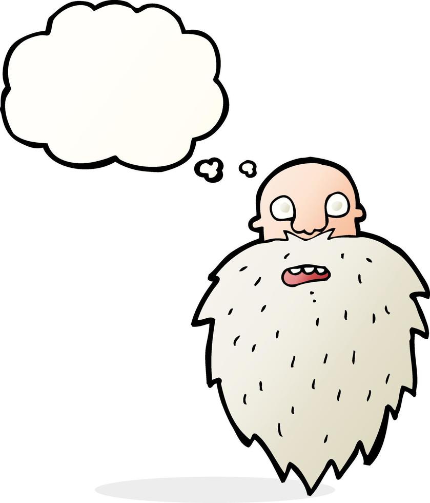 caricatura, hombre barbudo, con, burbuja del pensamiento vector