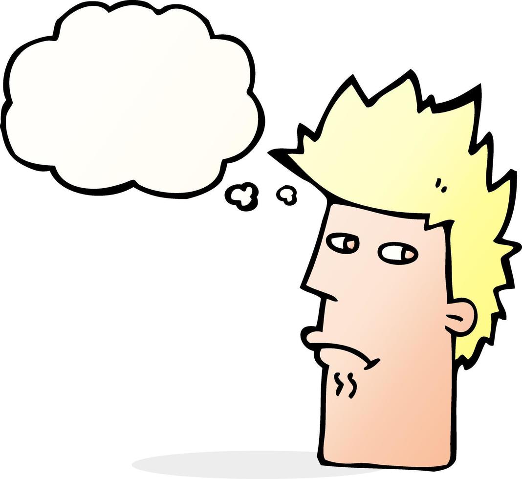 cartoon nervous expression with thought bubble vector