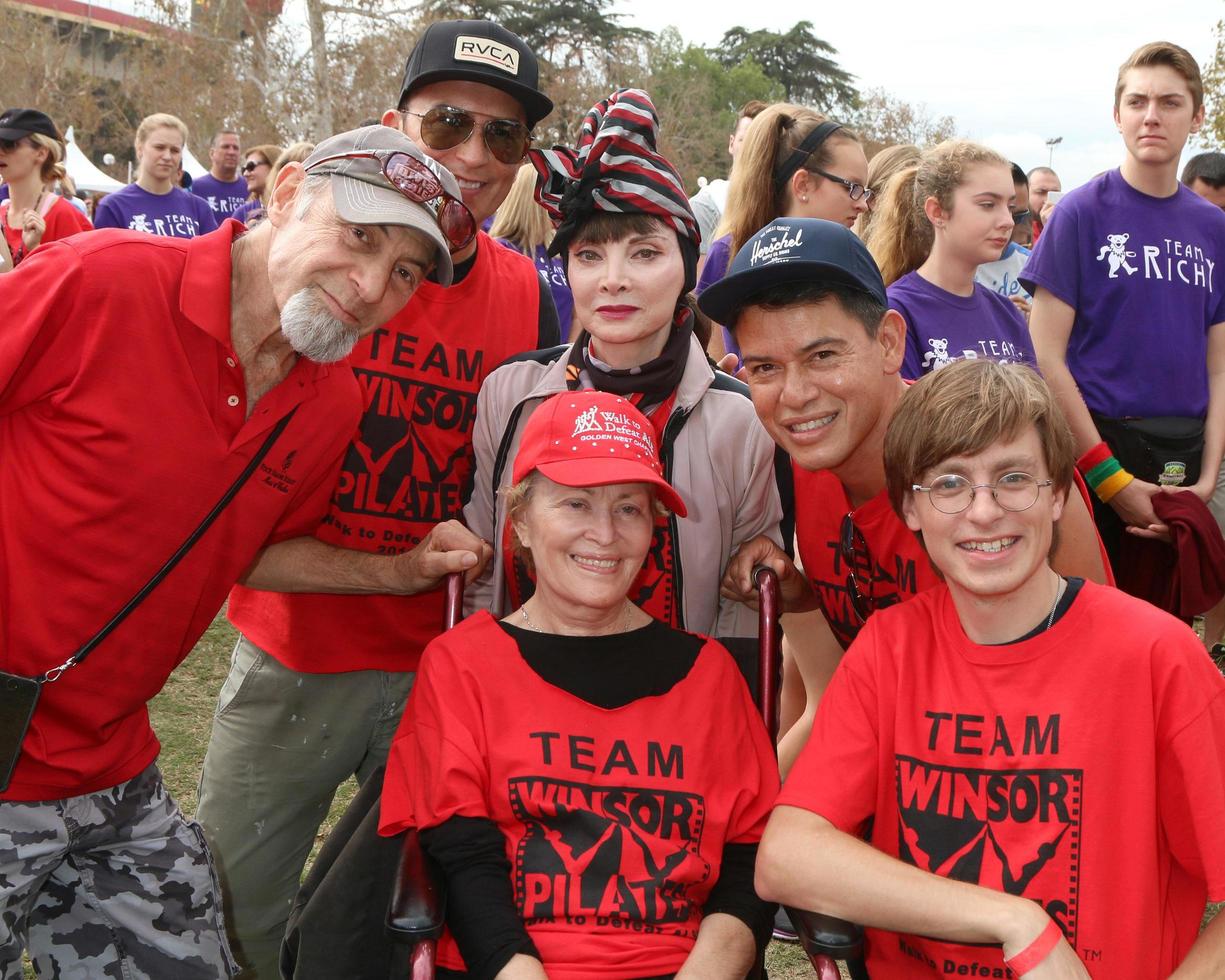LOS ANGELES, OCT 16 - Mari Winsor in wheelchair, friends, family and Toni Basil in Stripped headscarf at the ALS Association Golden West Chapter Los Angeles County Walk To Defeat ALS at the Exposition Park on October 16, 2016 in Los Angeles, CA photo