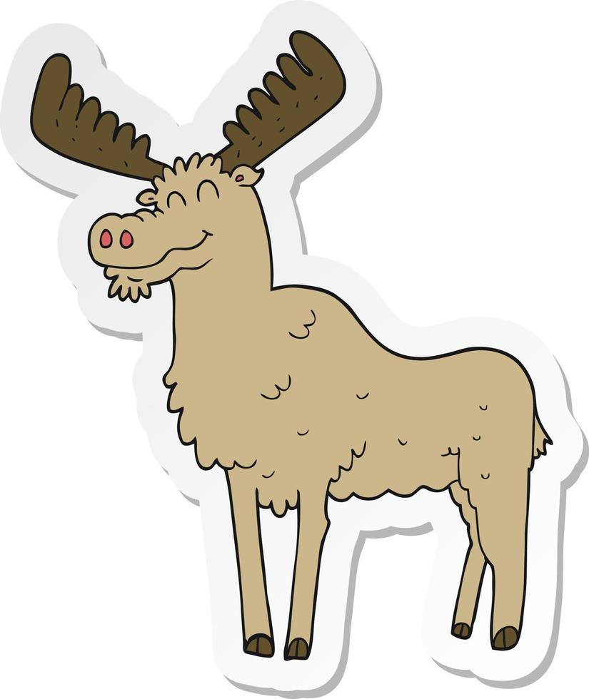 sticker of a cartoon moose vector