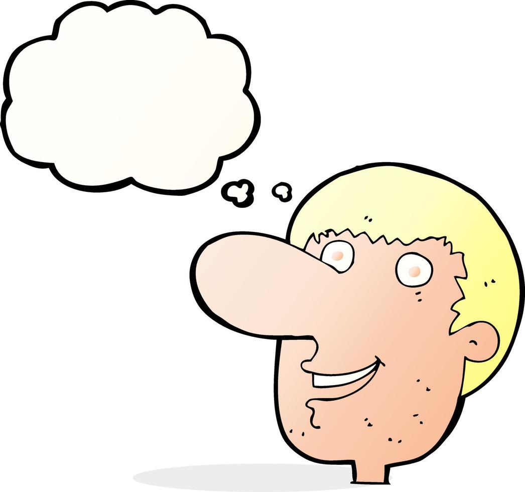 cartoon happy male face with thought bubble vector