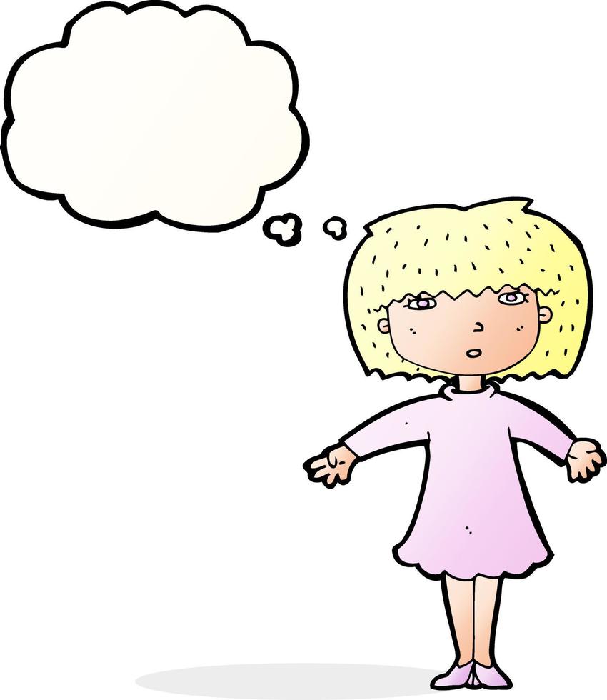 cartoon surprised woman with thought bubble vector