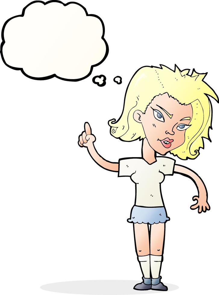 cartoon woman with idea with thought bubble vector
