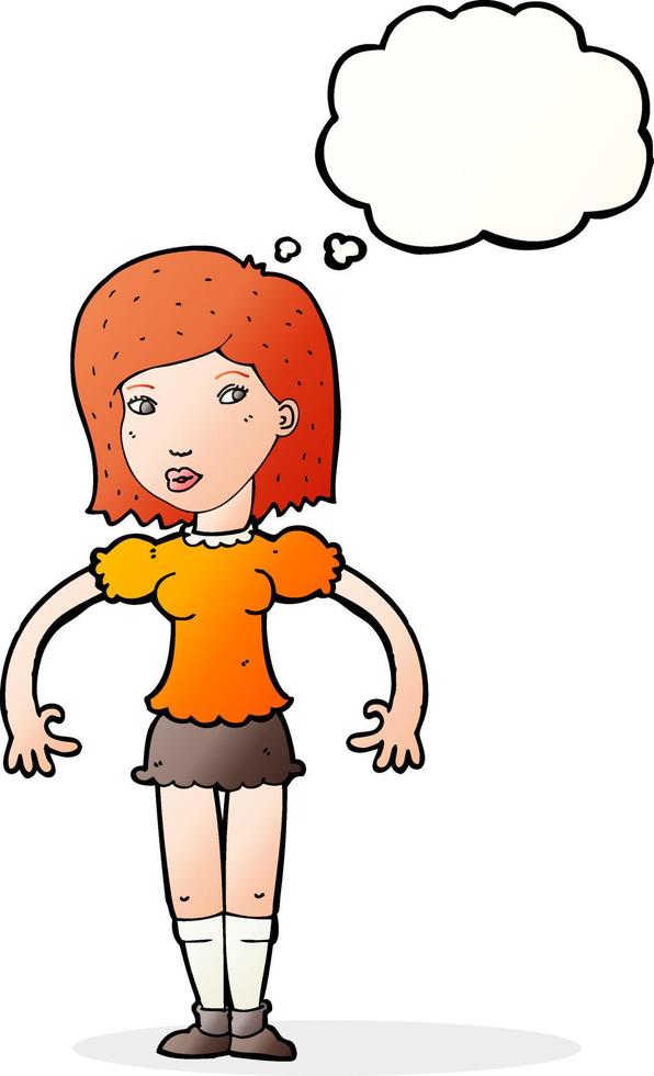 cartoon woman looking sideways with thought bubble vector