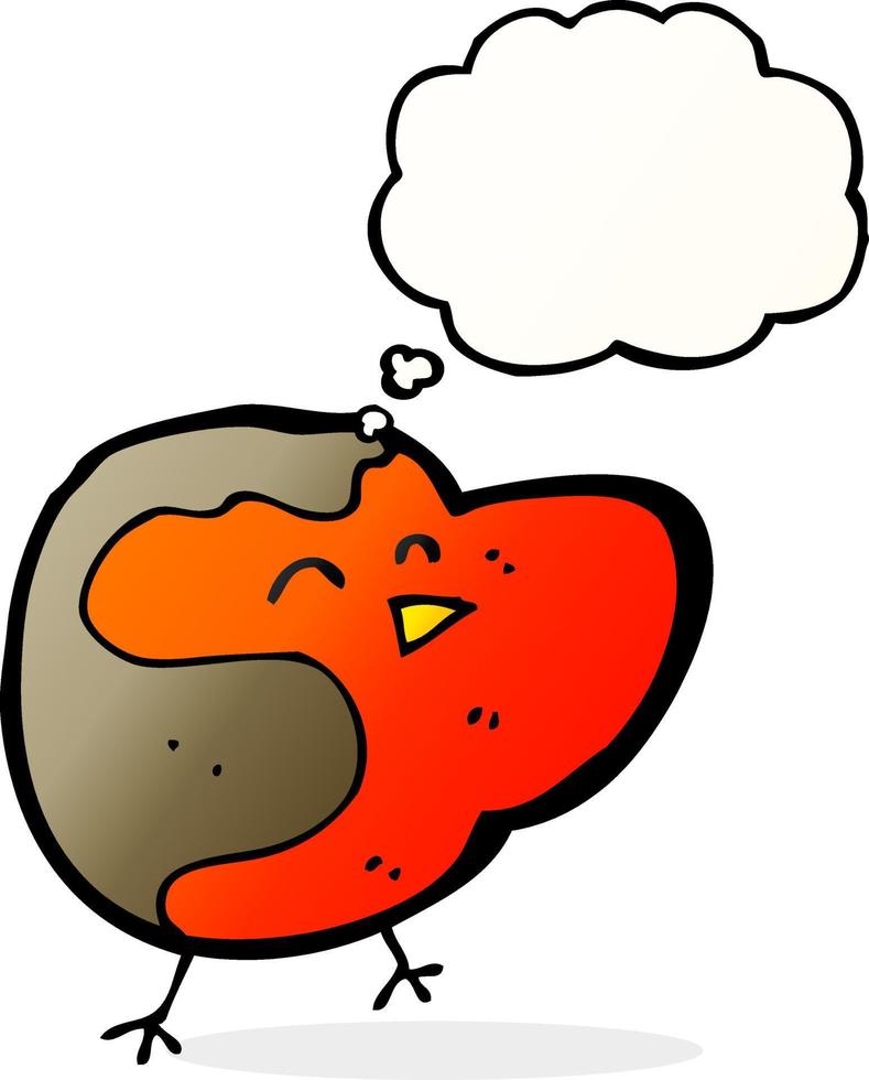 cartoon robin with thought bubble vector