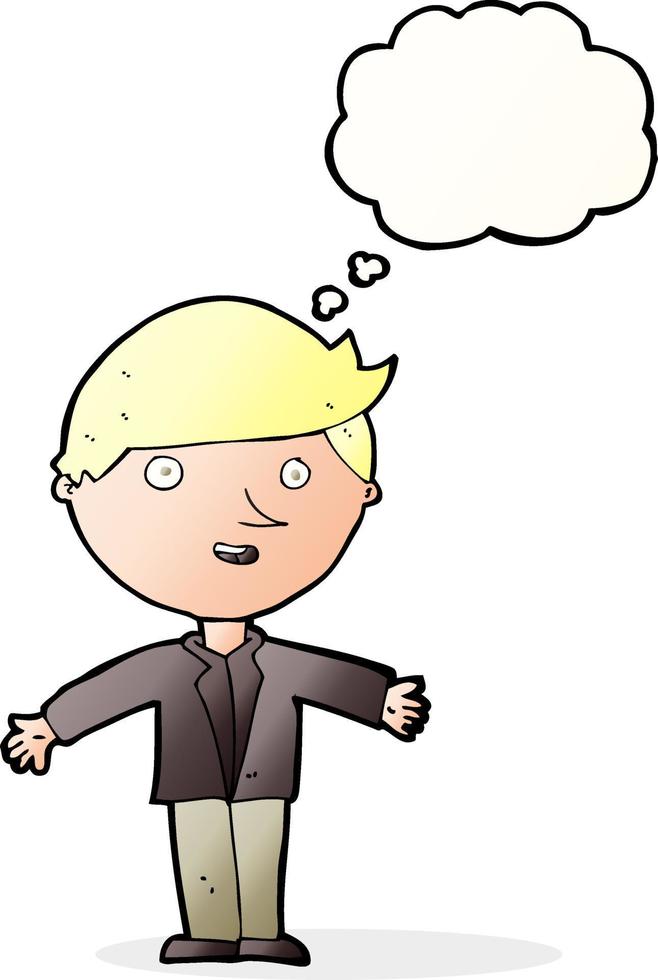 cartoon man in casual jacket with thought bubble vector