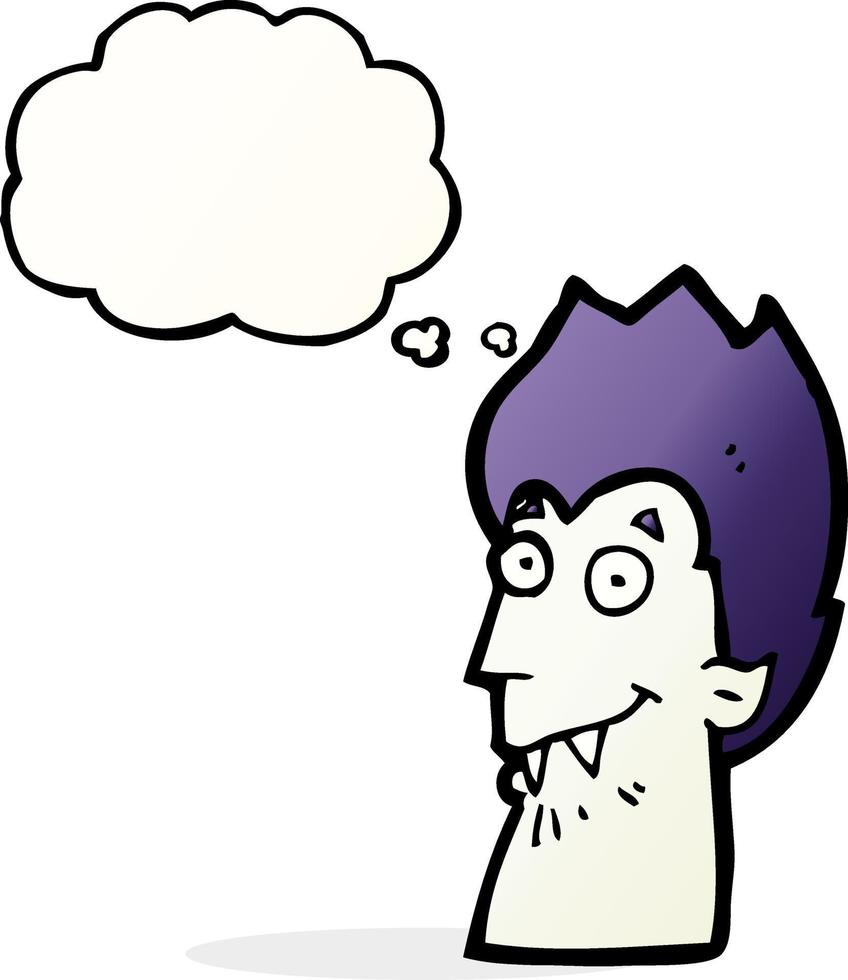 cartoon vampire head with thought bubble vector