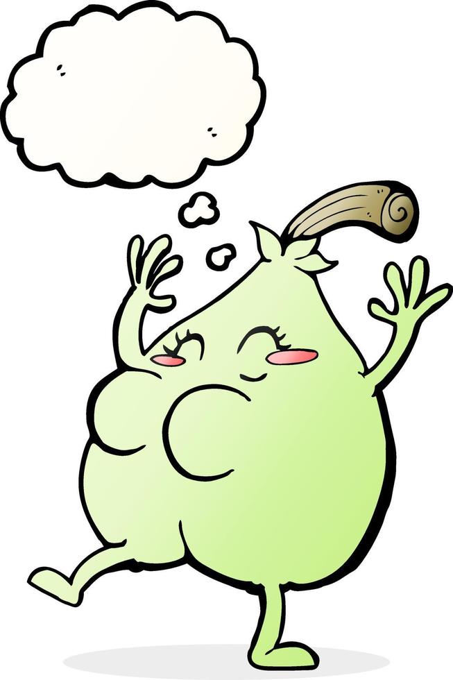 a nice pear cartoon with thought bubble vector