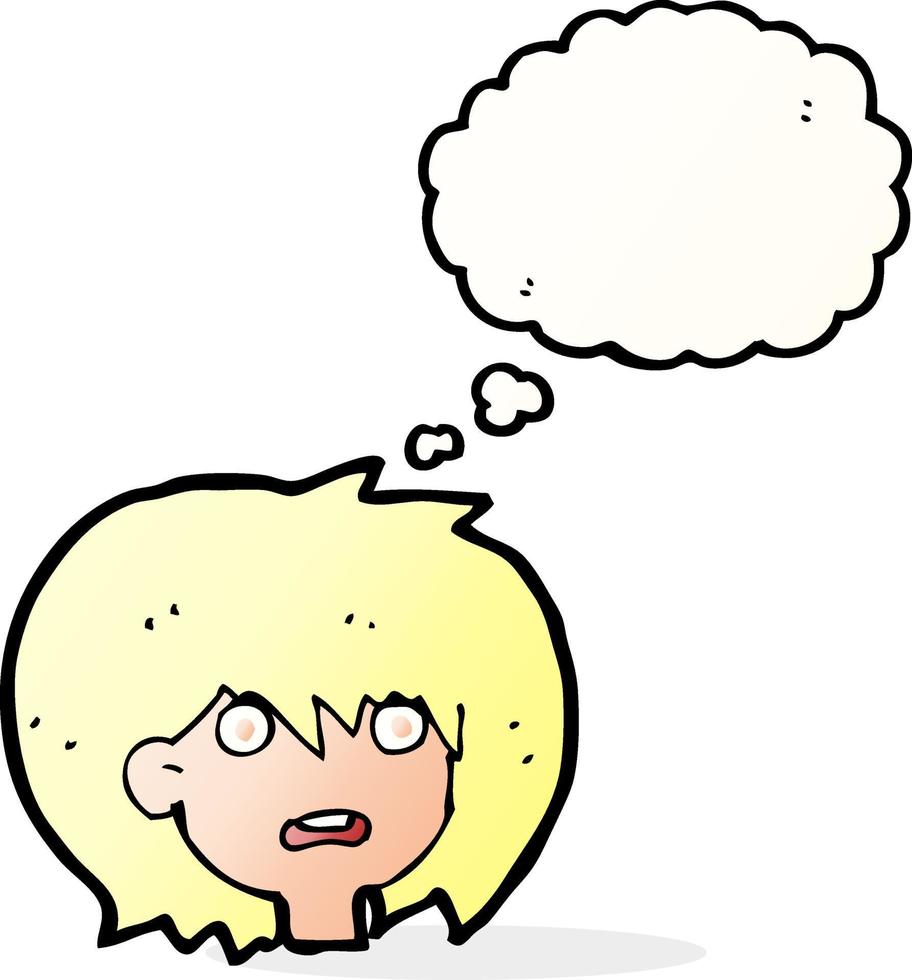 cartoon shocked expression  with thought bubble vector
