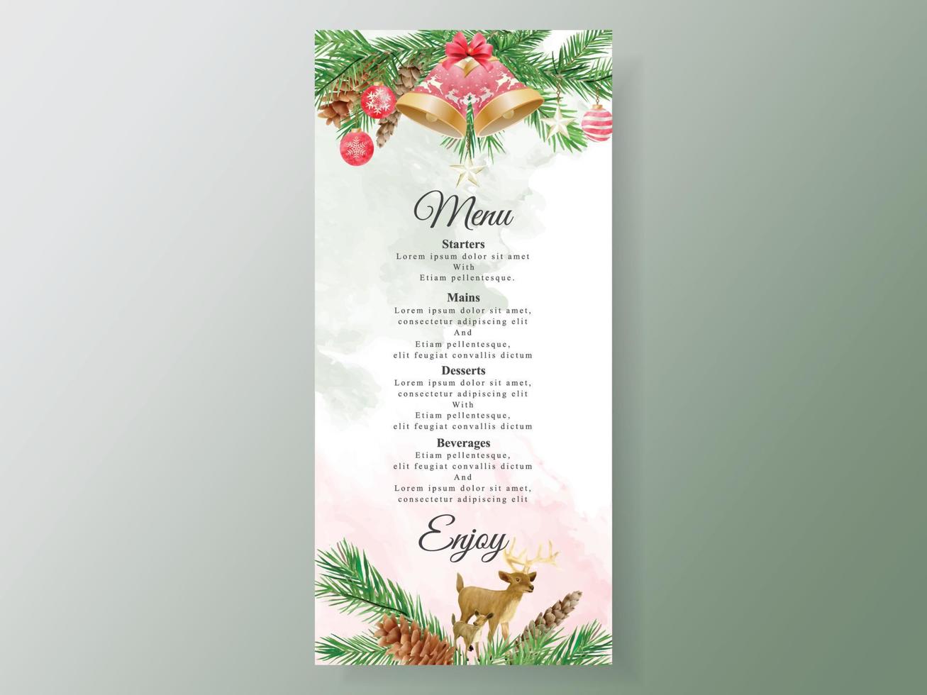 beautiful wedding invitation card template with christmas theme vector