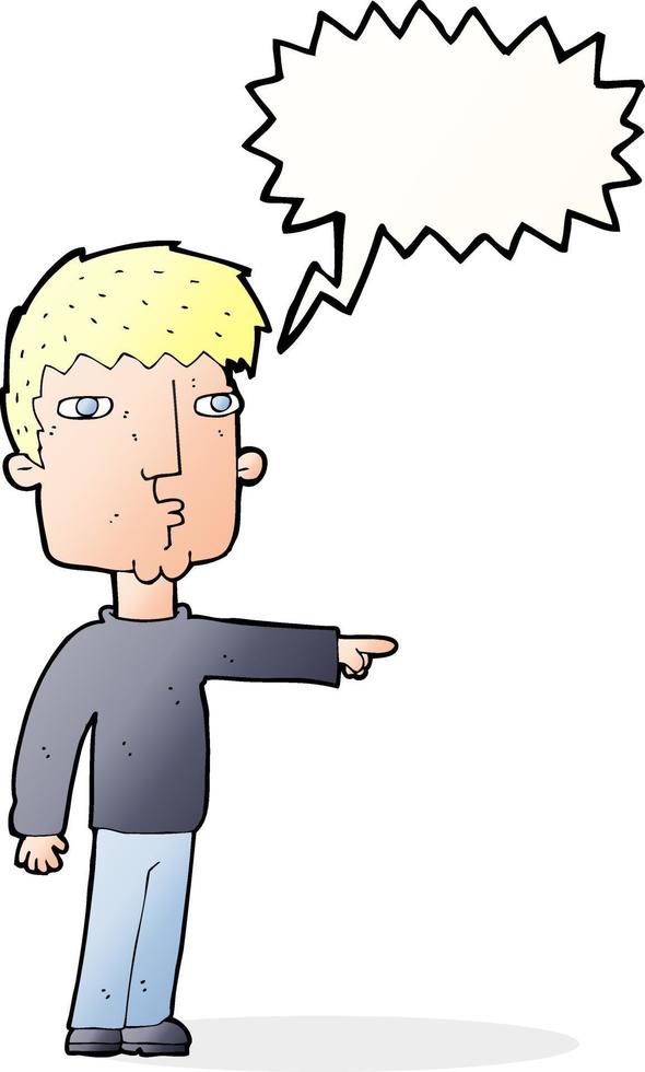 cartoon pointing man with thought bubble vector