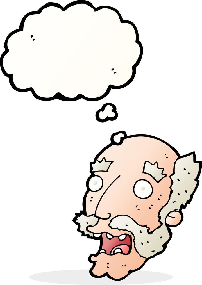 cartoon shocked old man with thought bubble vector
